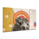 Thoughts of the Statue 4 Pieces Mega Glass Wall Art (59"x36") | Insigne Art Design.